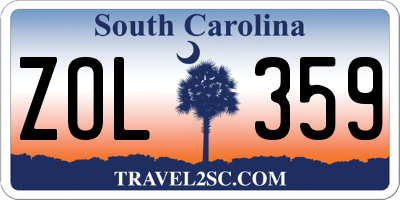 SC license plate ZOL359