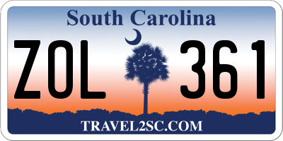 SC license plate ZOL361