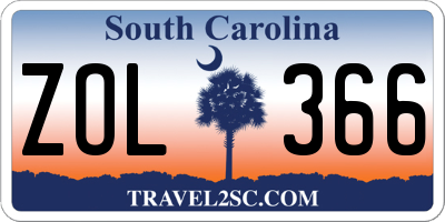 SC license plate ZOL366