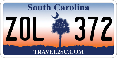 SC license plate ZOL372