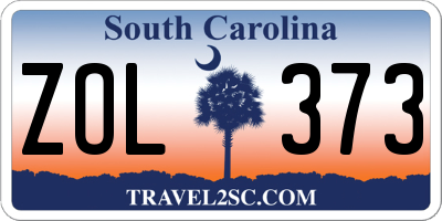 SC license plate ZOL373