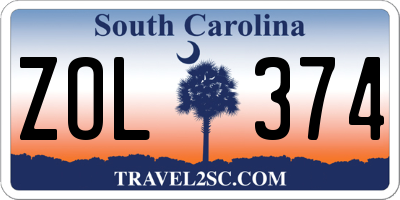 SC license plate ZOL374