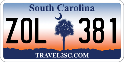 SC license plate ZOL381