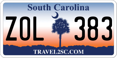SC license plate ZOL383