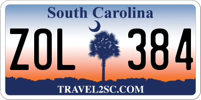 SC license plate ZOL384