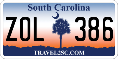 SC license plate ZOL386