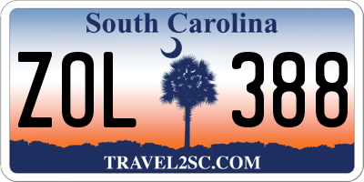 SC license plate ZOL388