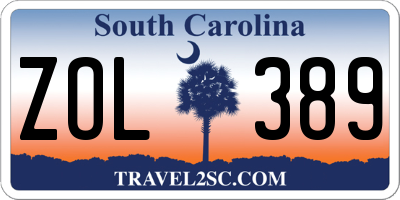 SC license plate ZOL389
