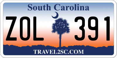 SC license plate ZOL391