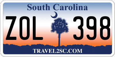 SC license plate ZOL398