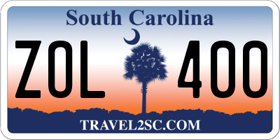 SC license plate ZOL400