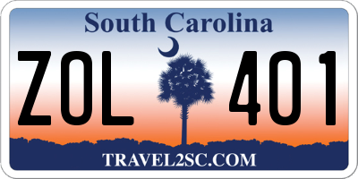 SC license plate ZOL401