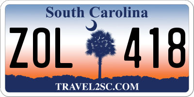 SC license plate ZOL418
