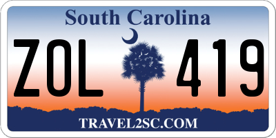 SC license plate ZOL419