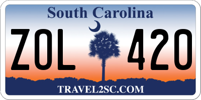 SC license plate ZOL420