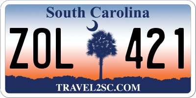 SC license plate ZOL421