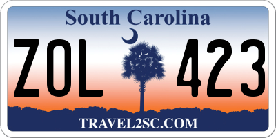 SC license plate ZOL423