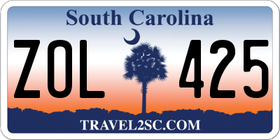 SC license plate ZOL425