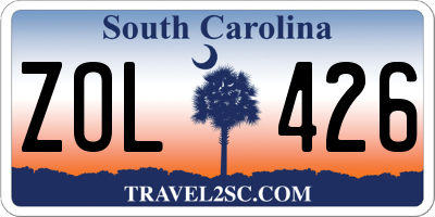 SC license plate ZOL426