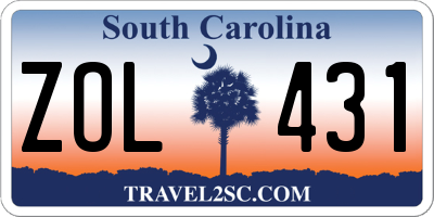 SC license plate ZOL431