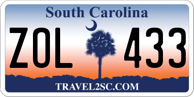 SC license plate ZOL433