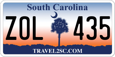 SC license plate ZOL435