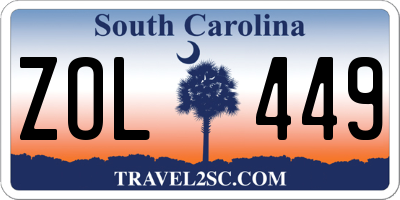 SC license plate ZOL449