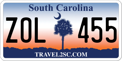 SC license plate ZOL455