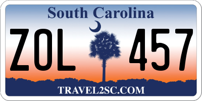 SC license plate ZOL457