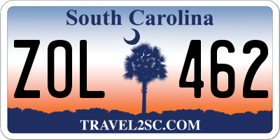 SC license plate ZOL462