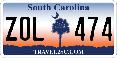 SC license plate ZOL474