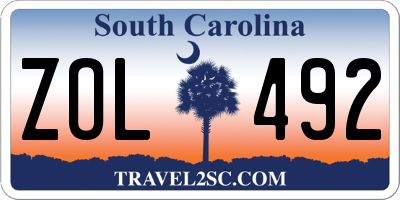 SC license plate ZOL492