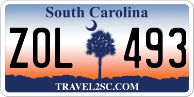 SC license plate ZOL493