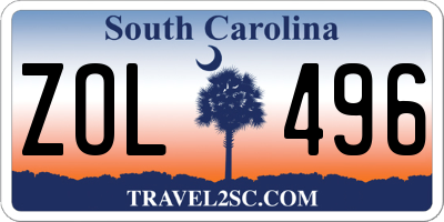 SC license plate ZOL496