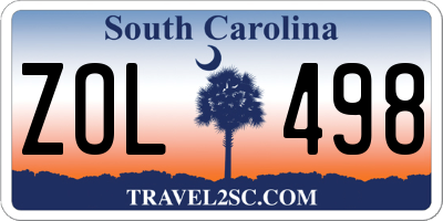 SC license plate ZOL498