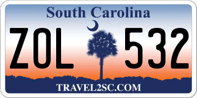 SC license plate ZOL532