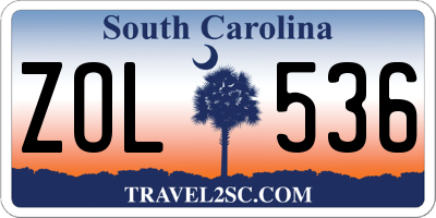 SC license plate ZOL536