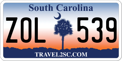SC license plate ZOL539
