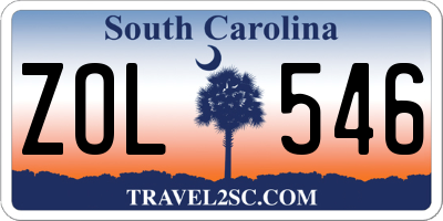 SC license plate ZOL546