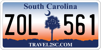 SC license plate ZOL561