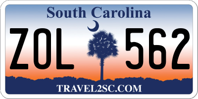 SC license plate ZOL562