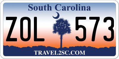 SC license plate ZOL573