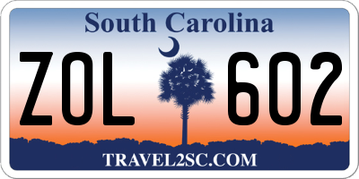 SC license plate ZOL602