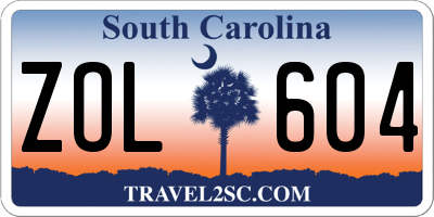 SC license plate ZOL604