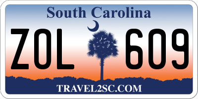 SC license plate ZOL609