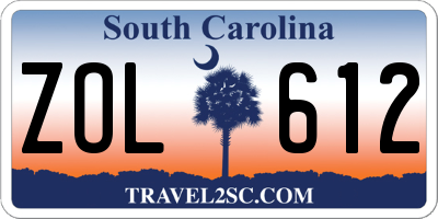 SC license plate ZOL612