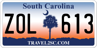 SC license plate ZOL613