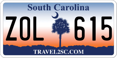 SC license plate ZOL615
