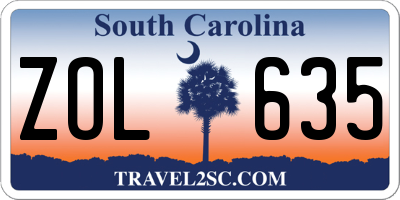 SC license plate ZOL635