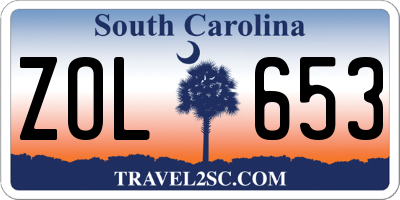 SC license plate ZOL653